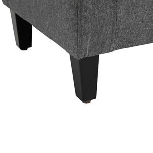 HOMCOM Storage Ottoman, Linen Upholstered Storage Bench with Lift Top and Button Tufted for Living Room, Gray