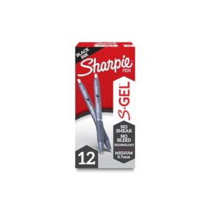 sharpie s-gel, gel pens, medium point (0.7mm), black gel ink pens, 12 count