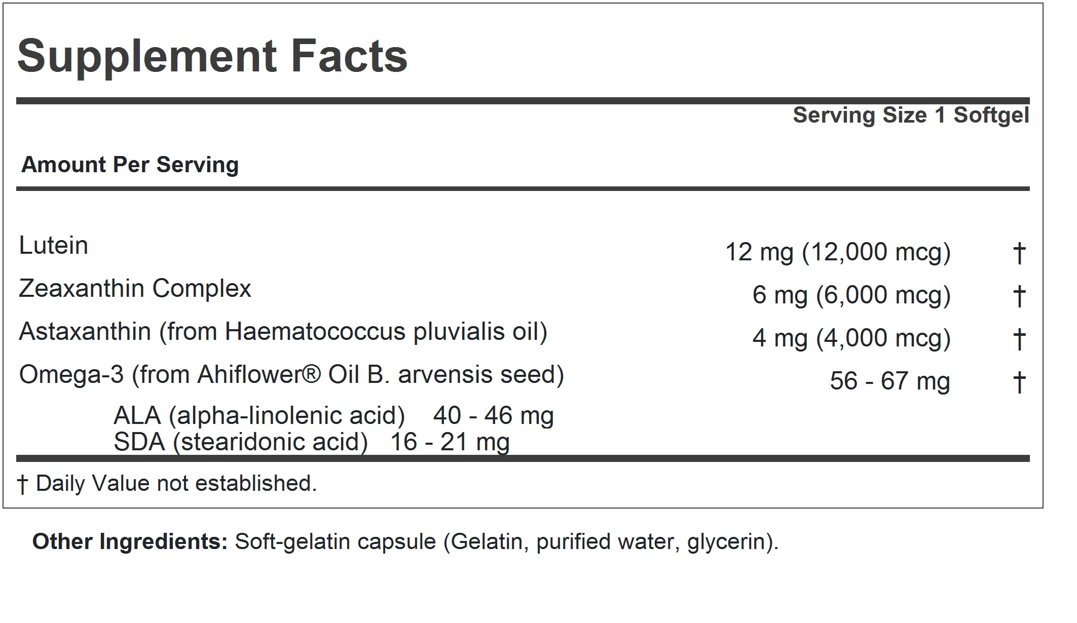 ANDREW LESSMAN Maximum L+Z with Astaxanthin 120 Softgels – 12mg Lutein, 6mg Zeaxanthin, 4mg Astaxanthin. Key Nutrients to Support Eye and Brain Health, and Promote Healthy Vision.