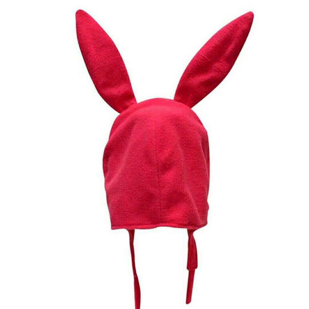 Springcmy Bob's Burgers Louise Rabbits Ear Fleece Bunny Pink Floppy Ears Hat Halloween Christmas　Costume Cap Hat