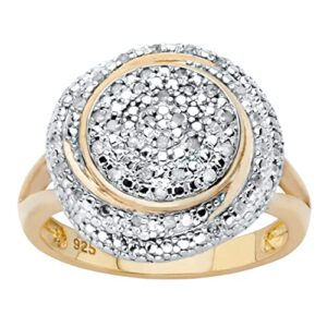 PalmBeach Jewelry Yellow Gold-plated Sterling Silver Round Genuine Diamond Halo Ring (1/5 cttw, I Color, I3 Clarity) Sizes 6-10 Size 10