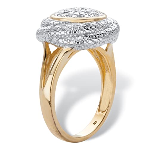 PalmBeach Jewelry Yellow Gold-plated Sterling Silver Round Genuine Diamond Halo Ring (1/5 cttw, I Color, I3 Clarity) Sizes 6-10 Size 10