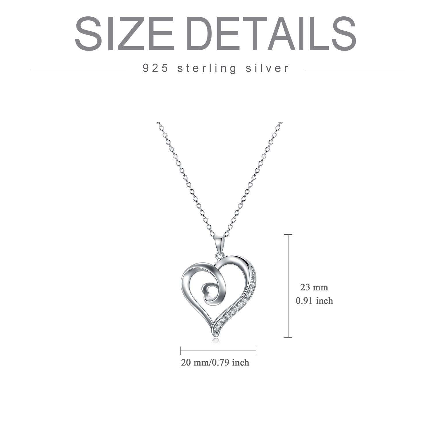 Natural Diamond Heart Pendant Necklaces for Women Sterling Silver, Fine Jewelry for Wife Girlfriend, Love Gifts for Her (0.15ct) 16"-18"