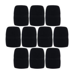 fielect 10pcs microphone covers foam mic covers thick handheld stage microphone windscreen foam cover black for ktv, dance ball, conference room, news interviews