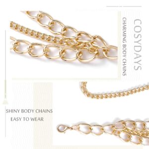 COSYDAYS Gold Metal Waist Chain Belt Layered Belly Chain Party Body Chain Jewelry for Women (Gold)