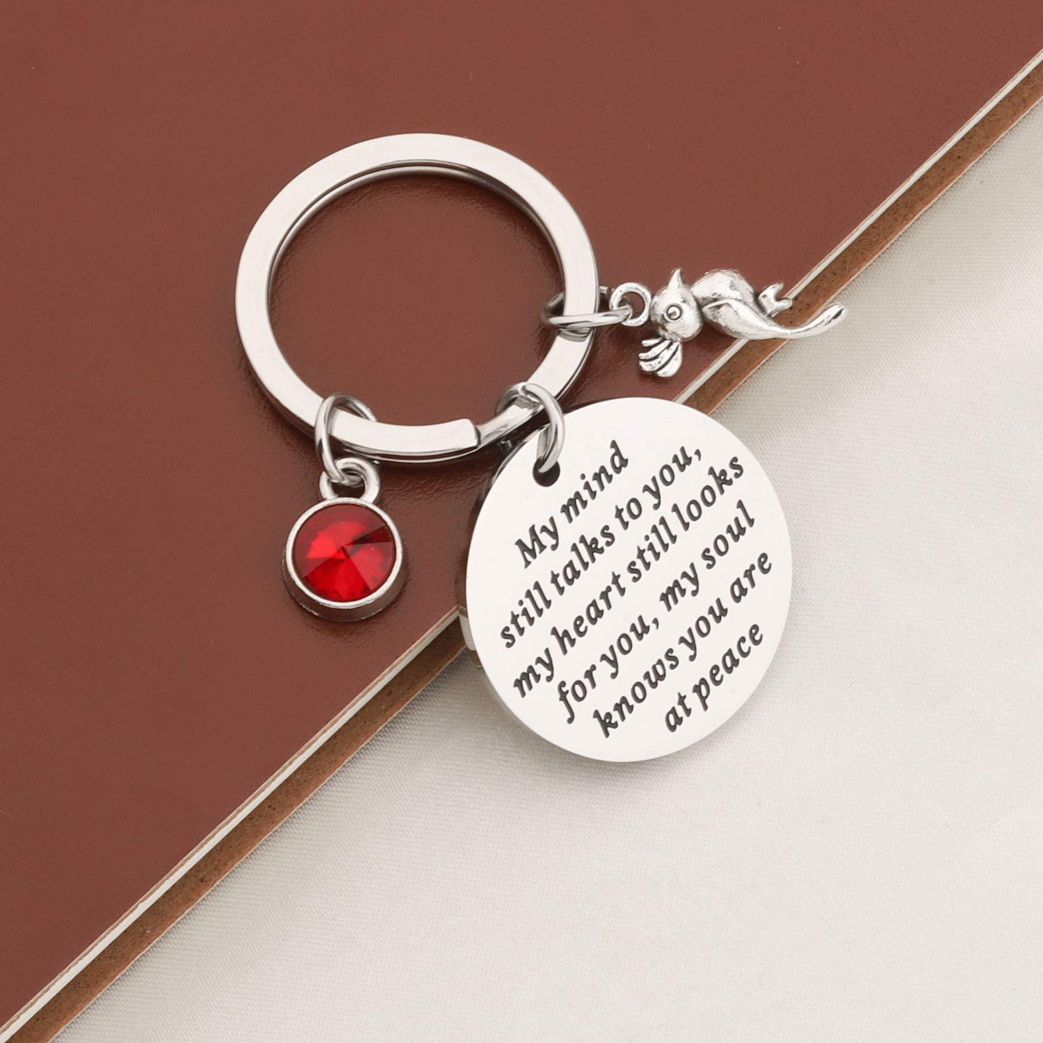 Memorial Gift In Memory Of Loved One Angel Wing Keychain In Loving Memory Gift My Mind Still Talks To You Keyring Cardinal Charm (Cardinals at peace)