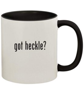 knick knack gifts got heckle? - 11oz ceramic colored handle and inside coffee mug cup, black