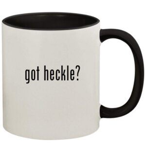 Knick Knack Gifts got heckle? - 11oz Ceramic Colored Handle and Inside Coffee Mug Cup, Black