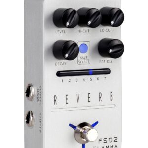 FLAMMA FS02 Reverb Pedal Stereo Guitar Effects with 7 Storable Preset Slots 7 Reverb Effects Room Hall Church Cave Plate Spring Mod True Bypass Trail On