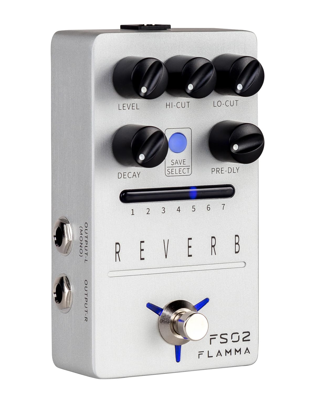 FLAMMA FS02 Reverb Pedal Stereo Guitar Effects with 7 Storable Preset Slots 7 Reverb Effects Room Hall Church Cave Plate Spring Mod True Bypass Trail On