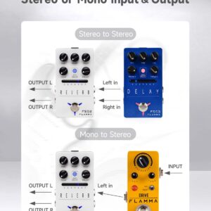 FLAMMA FS02 Reverb Pedal Stereo Guitar Effects with 7 Storable Preset Slots 7 Reverb Effects Room Hall Church Cave Plate Spring Mod True Bypass Trail On