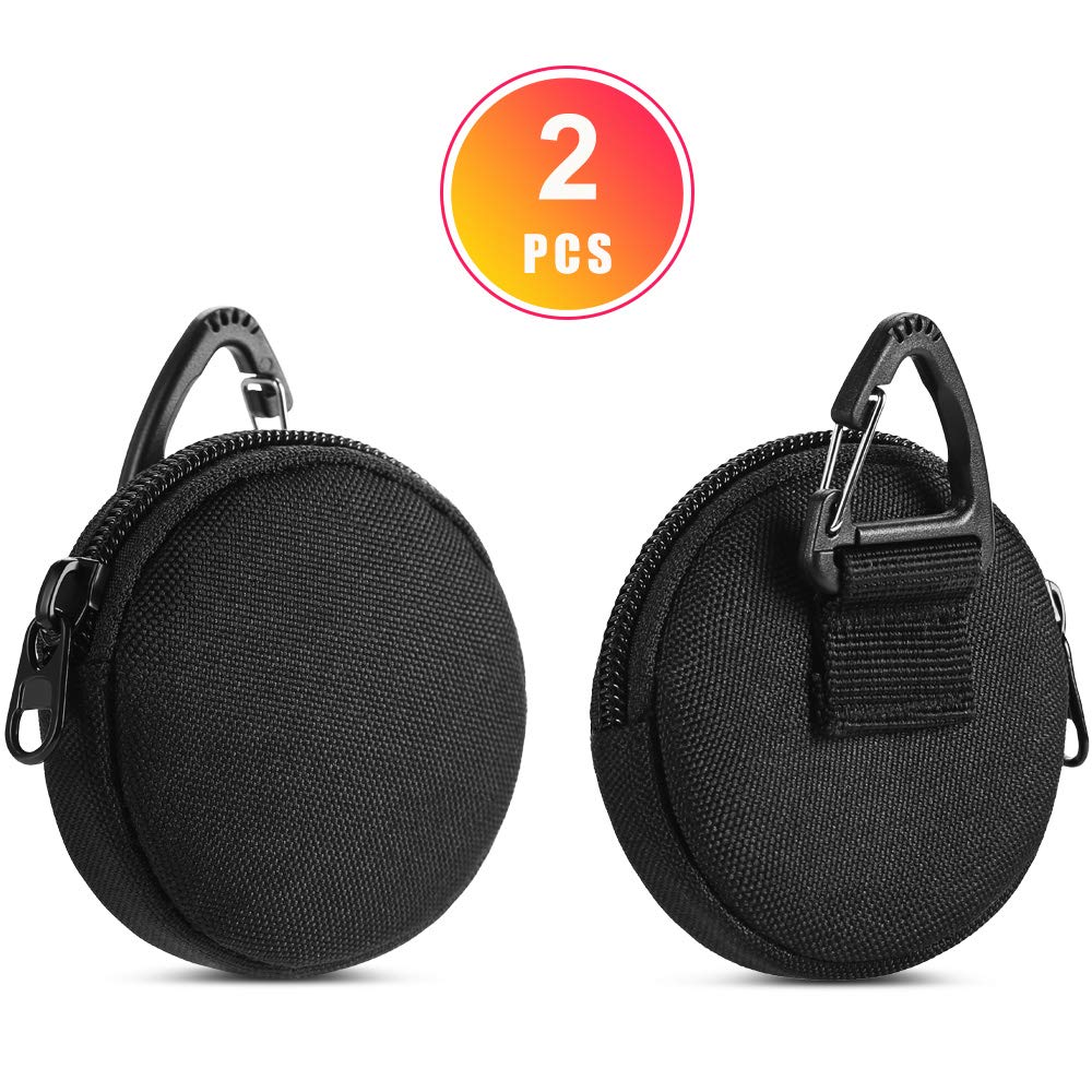 Nujiaa Coin Pouch, Small Coin Purse Keychain, Professional EDC Pouch Accessories Case for Military Gear Bags, Little Change Wallet, Wireless Headset Pack. (2PCS Black)