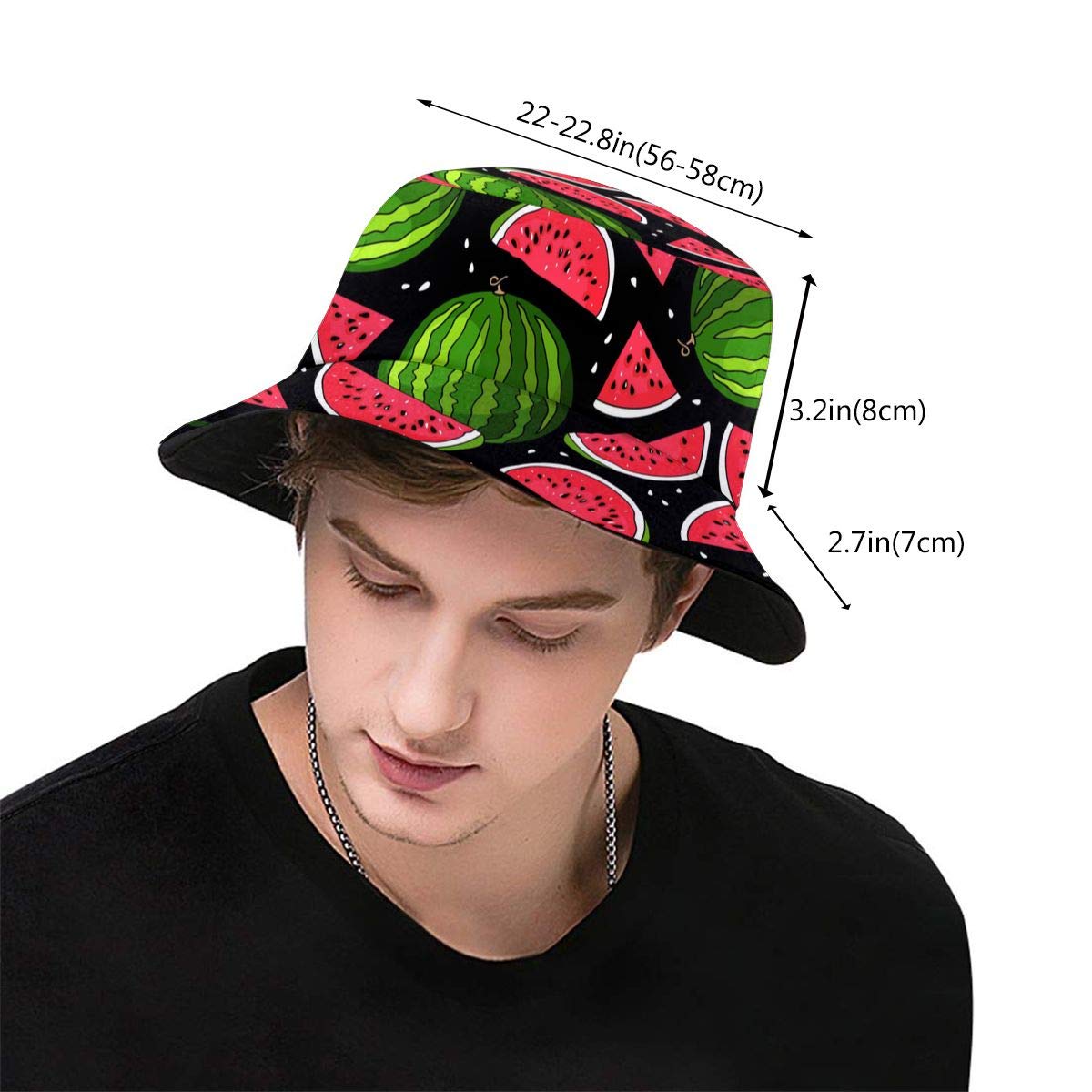 Summer Fruit Watermelon Bucket Hat Fisherman Summer Sun Hat Reversible Cap