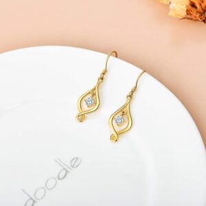 SISGEM 14K Solid Gold Small Infinity Drop Earrings Dangles for Women,Yellow/White Gold Moissanite Infinite Love Dangle Earrings Christmas Birthday Gifts for Wife Daughter Girlfriend