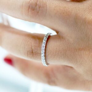 Natural 14k White Gold Diamond Ring for Women Wedding Anniversary Stackable Thin Band 1/4 cttw (Color H-I, Clarity I1-I2). Natural Real Mined Diamonds.