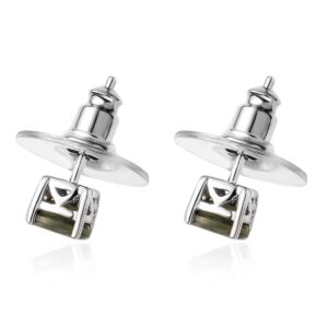 SHOP LC Green Moldavite Stud Earrings for Women Jewelry 925 Sterling Silver Jewelry Ct 0.8 Birthday Gifts for Women