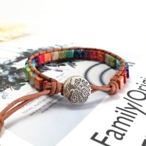 ZOSOJONA 7 Chakra Bracelet Bohemian Handmade Leather Wrap Healing Protection Natural Stone Yoga Beaded Bracelets Boho Friendship Jewelry