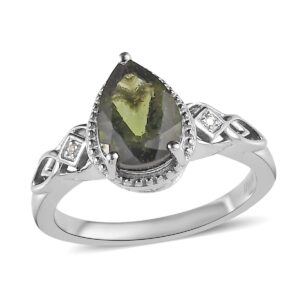 shop lc ct 1.5 moldavite engagement ring for women 925 sterling silver platinum plated zircon wedding gifts for women size 8 engagement anniversary wedding promise birthday gifts