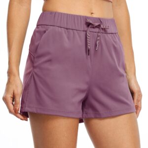 Willit Women's Shorts Hiking Athletic Shorts Yoga Lounge Active Workout Running Shorts Comfy Casual with Pockets Bordeaux L