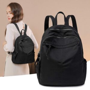 Mn&Sue Fashion Backpack Purse for Women Nylon Waterproof Shoulder Bag Rucksack Outdoor Travel Daypack (2#Black)