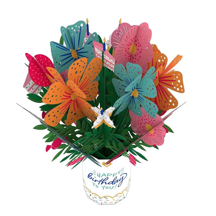 Lovepop Birthday Paper Flower Bouquet, 10.25 x 7.5-3D Paper Flower Greeting Card, Birthday Bouquet, Paper Flower Pop Up Bouquet Card, Floral Birthday Card, Pop Up Birthday Card