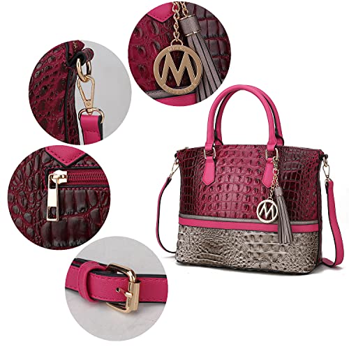 MKF Collection Tote Bag for Women & Wristlet Wallet Purse Set, Croco Vegan Leather Top-Handle Shoulder Handbag by Mia k