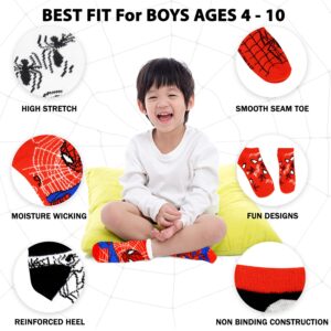 Marvel Spider-Man Socks for Boys, 10 Pairs Low Cut Socks for Boys Ages 3-9