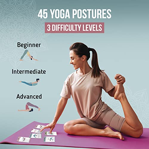 merka Yoga Cards, 50 Flash Cards Deck with Poses for Class Sequencing & Practice, Sanskrit and Cues for Beginners, Teachers, Women Workout Fitness