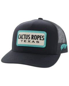 hooey adjustable snapback trucker hat with cactus ropes logo (black)