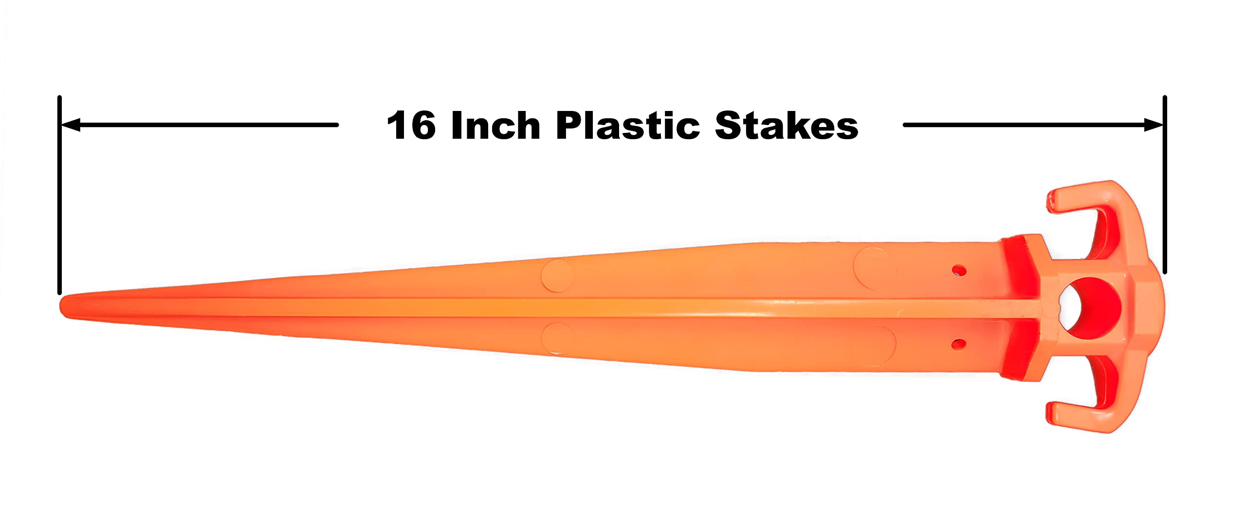 16" 12 PCS Tent Pegs Garden Stakes Durable and Strong Plastic Tent Stakes for Beach Mat, Camping, Hiking, Garden, Landscape Stakes, Orange Stakes UV Resistant