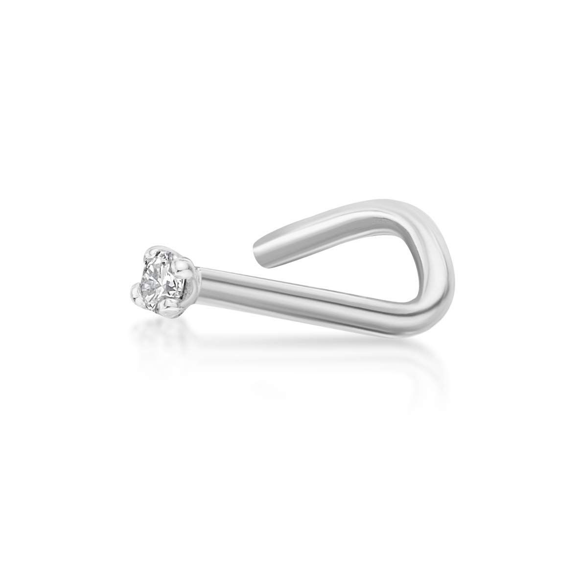 Lavari Jewelers 0.01 Carat Genuine Diamond Curved Screw Nose Ring for Women in 14k White Gold 20 Gauge