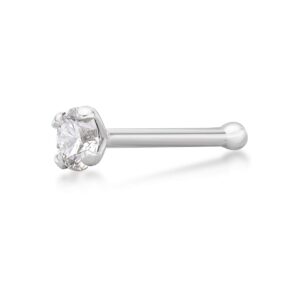 lavari jewelers 20 gauge straight bone stud nose ring for women in 14k white gold with 0.07 carat diamond