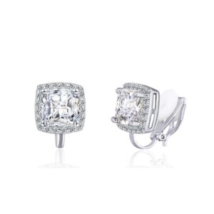 YOQUCOL 7MM Clip On Stud Earrings Square Cubic Zirconia Crystal Not Pierced Studs Earrings For Women