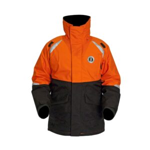 MUSTANG SURVIVAL - Catalyst Floatation Coat (Orange-Black - XL) - Harmonized Approval (CAN and US), 10k Waterproof, M-Tech Comfort System, Underarm ventiliation zips, D-Ring for Engine Kill Switch