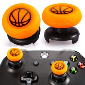 playrealm fps thumbstick extender & printing rubber silicone grip cover 2 sets for xbox series x/s & xbox one controller(basketball)