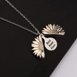 BEKECH Aunt Gift Best Aunt Ever Sunflower Necklace Aunt Appreciation Jewelry Mother’s Day Gift for Aunt from Niece Nephew Auntie to Be Gift (best aunt ever)