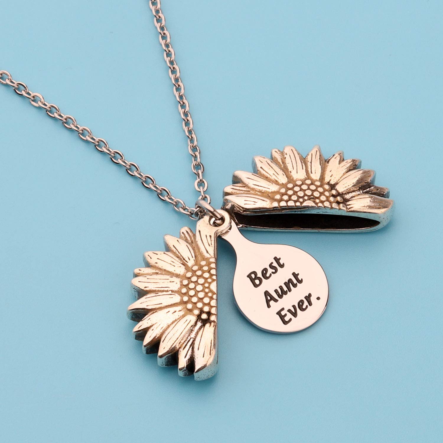 BEKECH Aunt Gift Best Aunt Ever Sunflower Necklace Aunt Appreciation Jewelry Mother’s Day Gift for Aunt from Niece Nephew Auntie to Be Gift (best aunt ever)