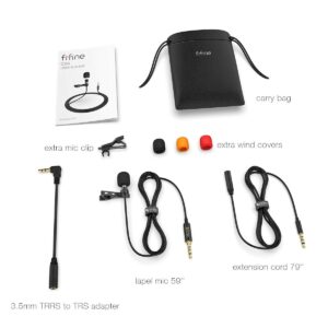 FIFINE Lavalier Lapel Microphone for iPhone Smartphone PC Computer, Mini Clip-on 3.5mm Condenser Mic Kit for Recording YouTube Video Vlog Podcast Zoom, 79 Inch Extension Cord, Omnidirectional-C2A