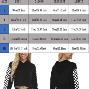 Zaprada Women's Cute Black Cropped Hoodie Sweatshirt Pullover Long Sleeve Print Casual Crop Tops Sweatshirt for Teen Girls Black Small