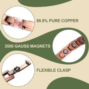 MagEnergy Copper Ankle Bracelet for Women 99.9% Pure Copper Magnetic Ankets with Ultra Strength Magnets 9.8 Inch Adjustable Copper Anklets Jewelry Gift (Plain)