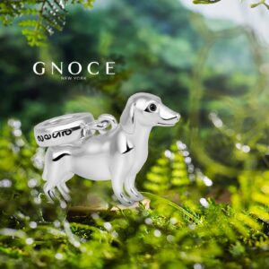 GNOCE Dachshund Charms for Bracelet 925 Sterling Silver Polished Puppy Charms Fit Necklace Pets Charms for Women Jewelry Gift