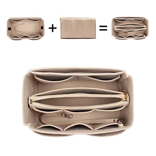 Himai Purse Organizer Insert, Bag Organizer, Bag in Bag, Perfect for Speedy Neverfull and More, 5 Size (Large, Beige)