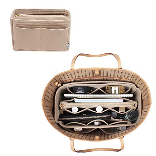 Himai Purse Organizer Insert, Bag Organizer, Bag in Bag, Perfect for Speedy Neverfull and More, 5 Size (Large, Beige)