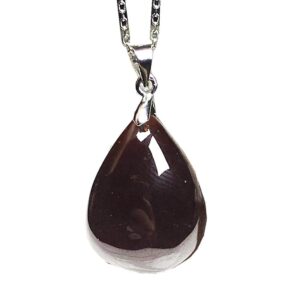 DUOVEKT Garnet Pendant Necklace,Natural Raw Red Garnet Jewelry for Women Lady Man Crystal 22x17x8mm Beads Water Drop Gemstone AAAAA