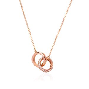 URIZZD S925 Sterling Silver Necklace for Women Cubic Zirconia Pendant Rose Gold Plated Chain Necklace Trendy Gifts for Women