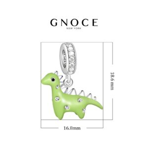 GNOCE Dinosaur Charm Pendant Sterling Silver Purple/Green Enamelled Dinosaur Pendant Charm Fit Bracelet/Necklace Charm for Women(Purple Dinosaur)