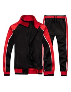 litteking men's tracksuits sweat suit casual long sleeve 2 piece outfit sports jogging suits set black l