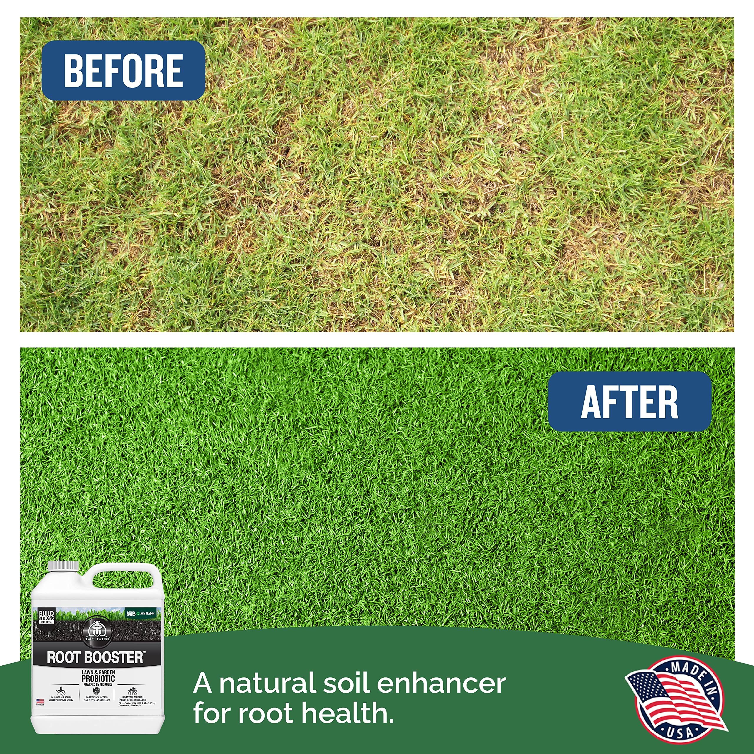 Turf Titan Root Booster – Lawn Probiotic & Garden Booster – Natural Liquid Probiotic for Plants & Lawn Care – Green Lawn Booster for Effortless Lawn Maintenance - Covers up to 8,000 Sq Ft