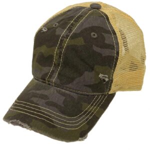 CC Everyday Distressed Trucker Mesh Summer Vented Baseball Sun Cap Hat (Camouflage Black)