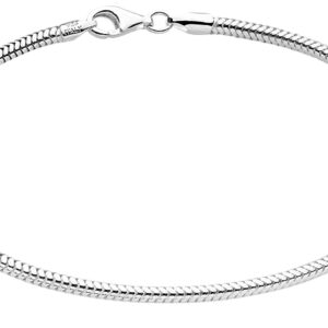 Savlano 925 Sterling Silver Solid Italian Round Diamond Cut Flexible Snake Chain Bracelet With Gift Box For Women & Men - Made in Italy (7, 2.5mm)